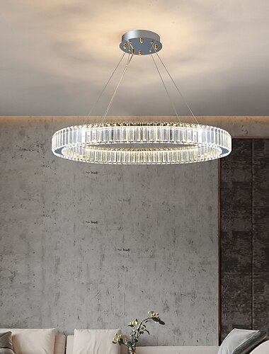 40 cm koło kryształowa lampa wisząca led żyrandol ze stali nierdzewnej styl skandynawski salon jadalnia sypialnia 110-120v 220-240v