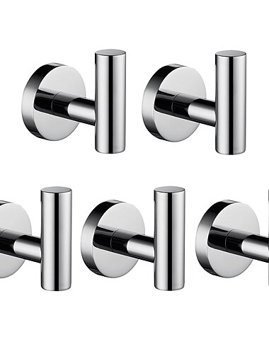 5 Stück Wandhaken für Mäntel, Kleiderhaken aus Edelstahl, Wandgarderobenhaken für Badezimmer, Schlafzimmer, Küche (Schwarz/Chrom/Nickel gebürstet/Golden)