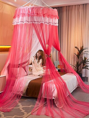 indendørs prinsesse top myggenet sengehimmel sengegardiner, universel størrelse, nem at installere, velegnet til børn studerende par