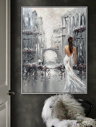 Peinture à l'huile de mariage abstraite moderne lumière sexy dame salon luxe chambre ville impression peinture décorative