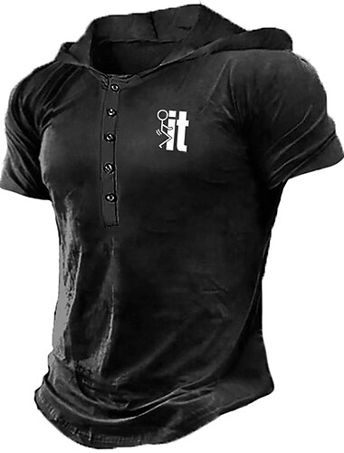  Men\'s Pullover Hoodie Sweatshirt Button Up Hoodie Graphic Patterned Letter Print Daily Sports Streetwear 3D Print Designer Casual Hoodies Sweatshirts  Black