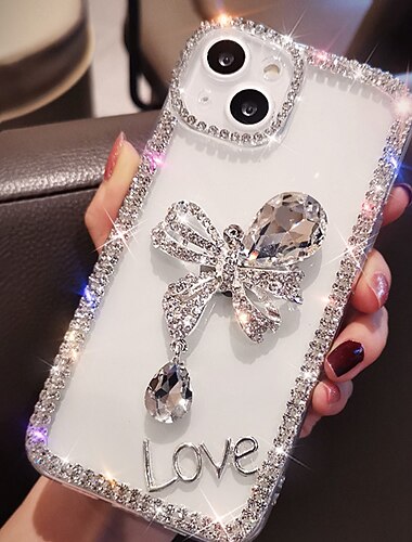 telefone Capinha Para iPhone 17 Pro Max 17 Air 16 15 14 Pro Max Plus 16e 13 12 Pro Max Mini Capa traseira Claro como cristal para mulheres menina Bling Glitter Brilhante Antichoque Borboleta Strass