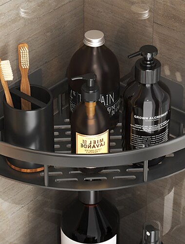 Carrito de ducha, cesta triangular para baño, ventosa, tipo de pared, espacio, cuarto de ducha de aluminio, triángulo, estante de esquina para inodoro no perforado