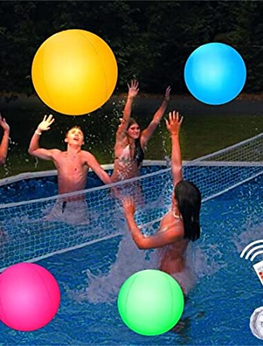  LED Glowing Beach Ball Light 60CM RGB Remote Control 16 Colors Waterproof Inflatable Floating Pool Light Yard Lawn Party Lamp