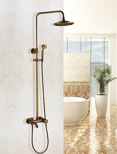 vintage douchekraan set 8 "douchekop, douchesysteem retro regenkop antiek koperen douchesysteem met douche handsproeier, messing klep bad douche mengkranen vintage douchekraan set 8 "douchekop, douchesysteem retro regenkop antiek koperen douchesysteem met douche handsproeier, messing klep bad douche mengkranen