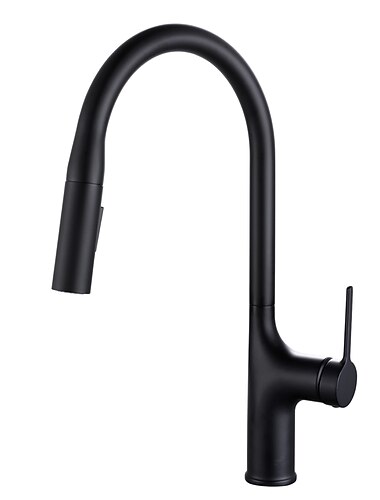 Robinet de Cuisine - Mitigeur un trou Plaqué / Finitions Peintes Tirant / Tirant vers le bas / Débit Normal / Arc haut / haut Set de centre Moderne contemporain Kitchen Taps / Laiton