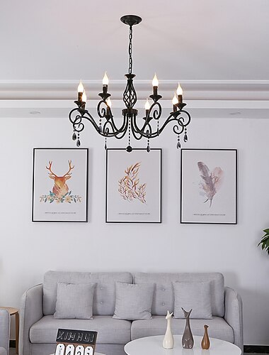 51/78 cm lustr ve stylu svíčky led kovový vintage styl klasický základní lakovaný povrch tradiční venkovský 220-240v