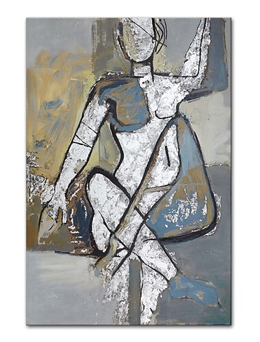 Mintura figura dourada abstrata artesanal pintura a óleo sobre tela decoração de arte de parede imagem moderna para decoração de casa rolada sem moldura pintura não esticada