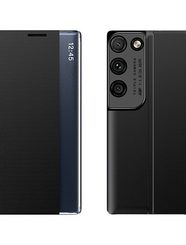 telefon Etui Til Samsung Galaxy S26 Ultra Plus S25 S24 S23 S22 S21 Ultra Plus S20 A13 Heldekkende etui Flip Case Støtdempende ramme Magnetisk Støvtett Ensfarget PC PU lær