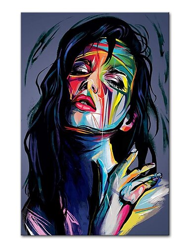 Mintura hecho a mano niña pintura al óleo sobre lienzo arte de la pared decoración cuadro abstracto moderno para la decoración del hogar enrollado sin marco pintura sin estirar