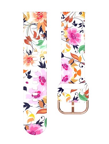 Bracelet de montre connectée Compatible avec Fitbit Versa 2 / Versa Lite / Versa SE / Versa Silicone Montre intelligente Sangle Imperméable Ajustable Respirable Imprimé floral Remplacement Bracelet