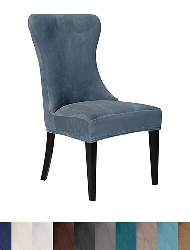 Capa de cadeira de costas de asa sem braços esticada capa de poltrona reutilizável capa de cadeira lateral de veludo capas de cadeira de acento para sala de jantar banquete decoração de casa