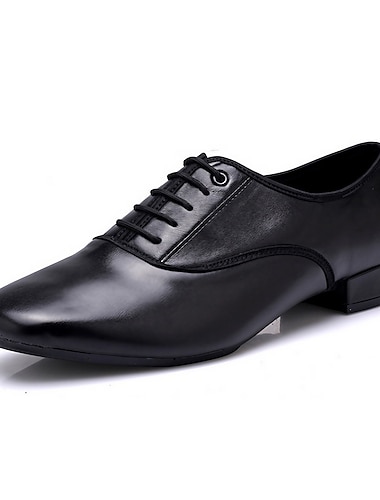  Homme Chaussures Modernes Entrainer des chaussures de danse Danse en ligne Chaussures de personnage Utilisation Exterieur Danse de Salon Style Simple Talon epais Lacet Noir
