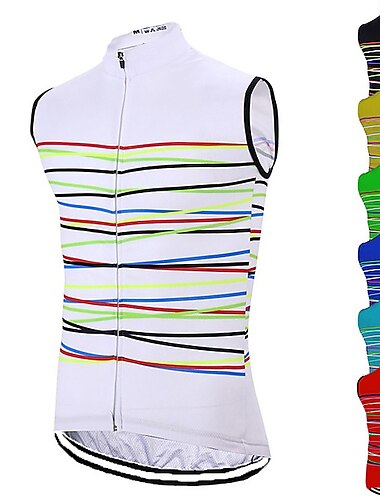  21Grams® Men\'s Sleeveless Cycling Jersey Bike Top Mountain Bike MTB Road Bike Cycling White Black Green Spandex Polyester Breathable Quick Dry Moisture Wicking Sports Clothing Apparel / Stretchy