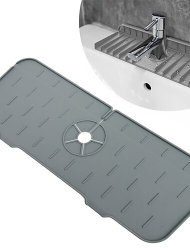 Tapete de torneira de silicone para cozinha, protetor de respingos, tapete de drenagem, almofada de secagem, tapete de proteção de bancada de banheiro de cozinha
