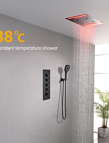 zuhany csaptelep, esőzuhany fejrendszer / termosztatikus keverőszelep készlet - esőzuhany vízesés kortárs festett felületek rögzítés sárgaréz szelepes kád zuhany csaptelepek