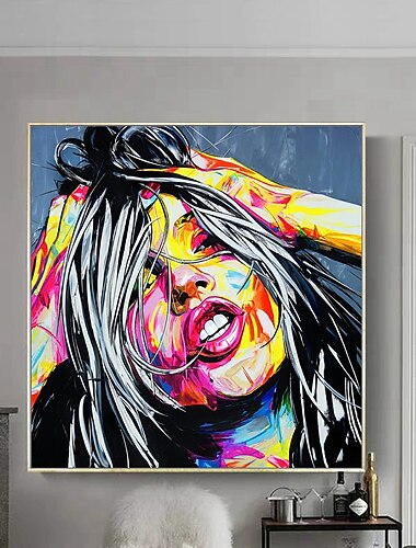 מינטורה בעבודת יד ציור שמן על בד קישוט קיר אמנות קיר תמונת דמות מופשטת מודרנית לעיצוב הבית ציור ללא מסגרת מגולגל לא נמתח