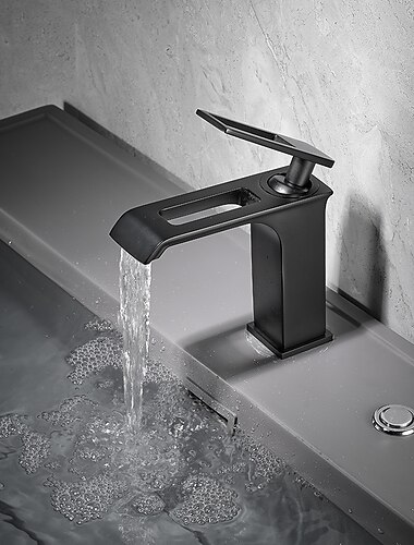 Bathroom Sink Faucet - Waterfall Electroplated / Painted Finishes Centerset Single Handle One HoleBath Taps