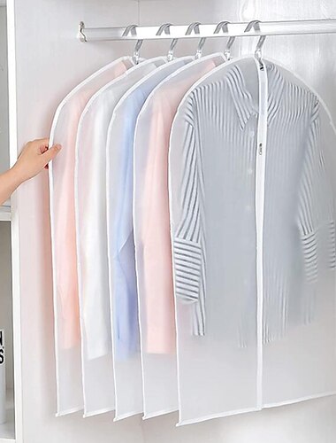 תיקי בגד תלויים שקופים (24x40 אינץ'/ 5 יחידות) תיק חליפה שקוף קל משקל רוכסן מלא שקיות כיסוי בגדים עמיד בפני אבק תיקי לבוש תלויים לבגדים עם אחסון בארון ונסיעות