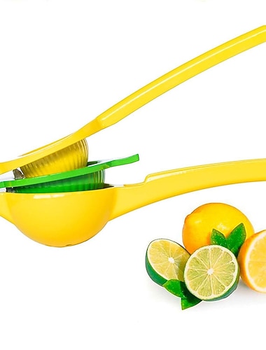 Exprimidor de lima limón 2 en 1 - exprimidor de mano exprimidor de limón - exprimidor de cítricos manual de extracción máxima (atolón amarillo y azul vibrante)