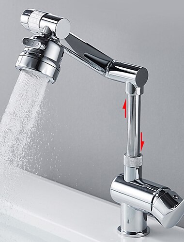 Rubinetto per lavabo da bagno, ottone girevole a 360 gradi sollevabile a 3 prese multifunzione monocomando rubinetti per vasca monoforo (nero opaco/cromo) Rubinetto per lavabo da bagno, ottone girevole a 360 gradi sollevabile a 3 prese multifunzione monocomando rubinetti per vasca monoforo (nero opaco/cromo)