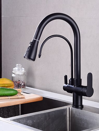 Kjøkken Kran - To Håndtak et hull galvanisert / Malte overflater Uttrekkbar / Høy Bue / Renset vann Centersat Moderne Moderne Kitchen Taps