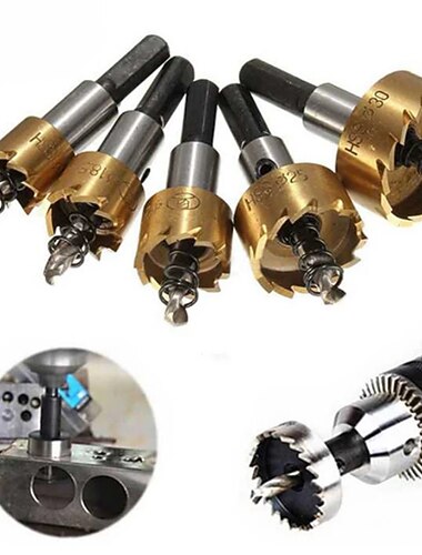 5 قطعة HSS مثقاب ثقب المنشار مجموعة الفولاذ المقاوم للصدأ سبائك معدنية مطلية بالتيتانيوم فتاحة ثقب 16 18.5 20 25 30 مللي متر حفر الخشب المعدني