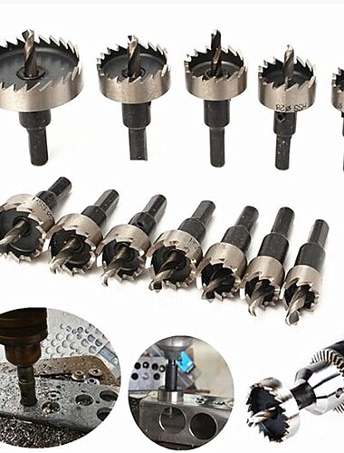 Juego de brocas de 13 uds, 16-53mm hss, sierra perforadora, kit de perforación, herramienta de mano para corte de aleación de metal y acero inoxidable de madera