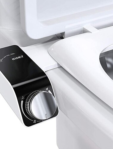 مرفق بيديت للمرحاض - فوهة مزدوجة التنظيف الذاتي ، بيديه غير كهربائي ، بخاخ بيديه للمياه العذبة الدافئة مع أدوات التحكم في الضغط