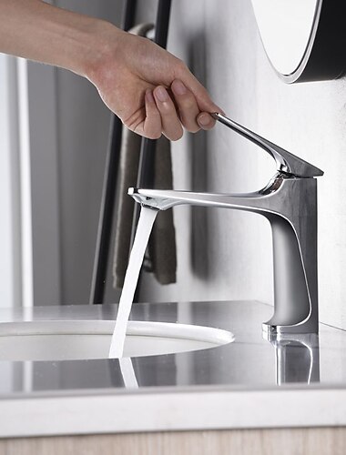 fürdőszobai mosogató csaptelep - klasszikus nikkel szálcsiszolt / galvanizált / festett felületek központi készlet, egy fogantyús, egylyukas csaptelep