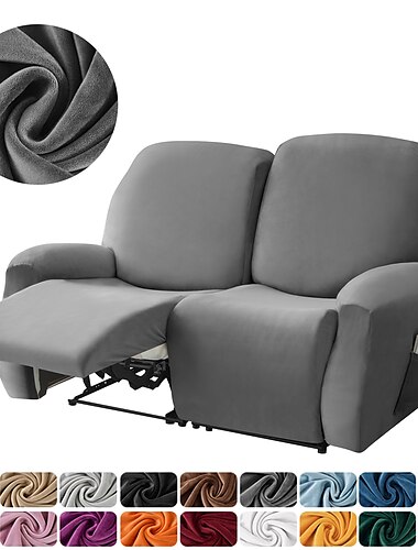  6-osainen setti joustava samettinen lepotuolin päällinen lepotuoli sohvan päälliset sivutaskulla, liukumattomat makuupäälliset tavalliseen 2-paikkaiseen lepotuoliin