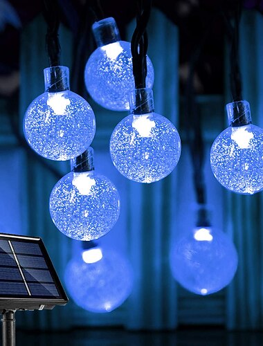  solar lichtslingers led buitenverlichting 6.5 m 30 leds set montagebeugel warm wit bruiloft vakantie patio tuin 3v