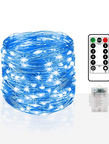  10 m 100led waterdichte afstandsbediening 8 functie koperdraad led lichtslingers aa batterij aangedreven kerstverlichting kerst bruiloft verjaardag familiefeest kamer decoratie zonder batterij