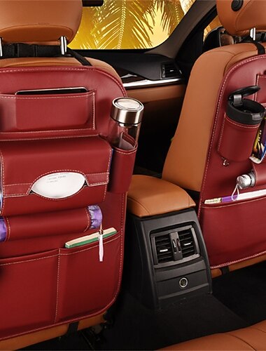 2 stuks Auto achterbank organisator met meerdere opbergvakken Grote capaciteit Eenvoudige installatie Leder Voor SUV Truck Van