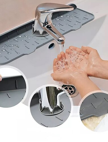  Kitchen Silicone Faucet Mat Sink Splash Guard Faucet Drainage Mat Drying Pad Kitchen Bathroom Countertop Protection Mat
