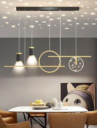 ny stjerne restaurant lysekrone moderne enkel strip bar bordlampe nordisk spisestue lampe