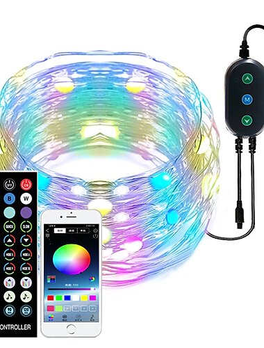 20M Inteligentne LED Bajkowe Światła Sterowane APLIKACJĄ Ciepła Biała Zmiana Koloru RGB Świetlne Węzły Synchronizacja Muzyki Błyszczące Światła do Dekoracji Pokoju Sypialni