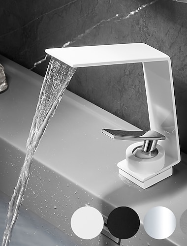  Bathroom Sink Faucet - Waterfall Electroplated / Painted Finishes Centerset Single Handle One HoleBath Taps