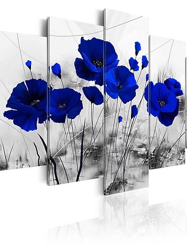 5 pannelli stampe pittura opera d'arte foto fiori a tre colori astratta decorazione domestica arredamento tela arrotolata senza cornice non allungata