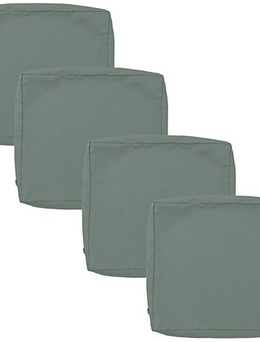 4 Stück wasserdichte Sitzkissenbezüge für den Außenbereich, Terrasse, Garten, gestreift, wasserabweisend, schlicht, quadratisch, Reißverschluss, traditionell, klassisch, einfarbig