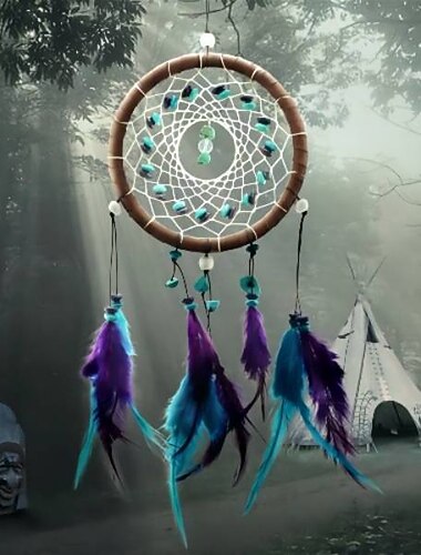 halloween álomfogó kézzel készített türkiz horogvirág szélcsengő tolldísszel születésnapi ajándék falra akasztható dekor otthoni esküvői fesztiválra 11*31cm