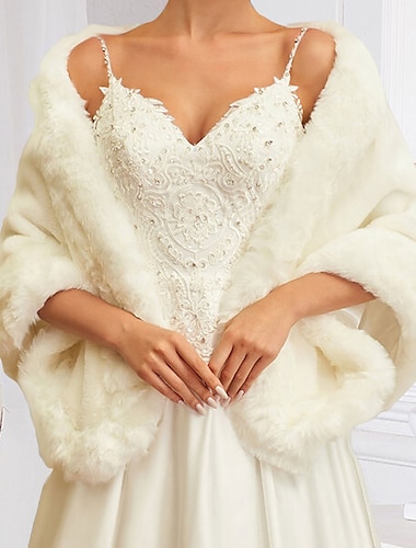  Shawl White Faux Fur Wraps Shawls Women‘s Wrap Elegant Bridal Sleeveless Faux Fur Wedding Wraps With Pure Color For Fall Wedding & Winter Wedding dress to impress 2025