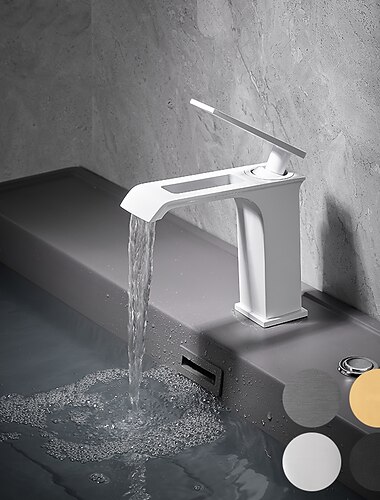  Bathroom Sink Faucet - Waterfall Electroplated / Painted Finishes Centerset Single Handle One HoleBath Taps