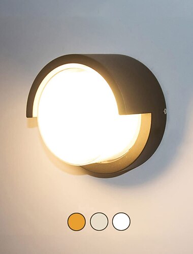 مصباح الجدار الخارجي مصباح الشرفة 12 وات led ماتي أسود مصباح الجدار الخارجي 3 ألوان يمكن تغييرها مناسبة لتركيب مصباح فناء الجدار مصباح المرآب الممر الخلفي للحديقة ac85-265v