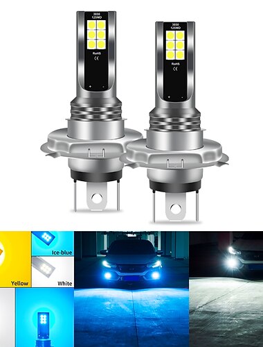  2pcs Carro LED Luz Anti Neblina H9 H7 H4 Lampadas SMD 3030 12 Poupanca de Energia Instalacao automatica Super Leve Para Universal Todos os Anos