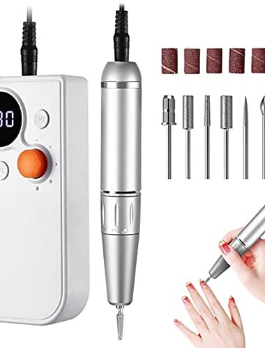 Επαγγελματικό Φορητό κιτ Τρυπανιών Νυχιών Επαναφορτιζόμενη Μηχανή Νυχιών Ηλεκτρική Ασύρματη Εγκατάσταση Τρυπανιών Νυχιών με 7 Αξεσουάρ Νυχιών Εργαλείο Μανικιούρ Πεντικιούρ Δώρο Ημέρας του Αγίου