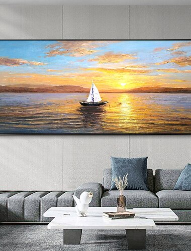 Handmade ręcznie malowany obraz olejny wall art ocean zachód słońca krajobraz dekoracje do domu wystrój walcowane płótno bez ramki nierozciągnięty!