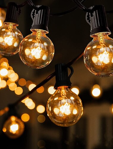 Julelys 3m G40 Globe Lyslenker Utendørs Hengende Patio Lys med 10 Klare Lyspærer Koblebare Bakgårdslamper Innendørs Utendørs Dekor 10 Hengende Sokler E12 Base 5W Pære Svart
