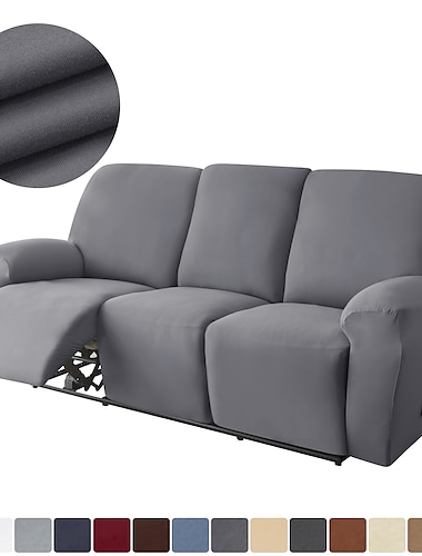  8-osainen setti joustava lepotuolin päällinen lepotuoli sohvan päälliset sivutaskulla, liukumattomat makuupäälliset tavalliselle 3 istuttavalle lepotuolille, pehmeä paksu spandex kangas