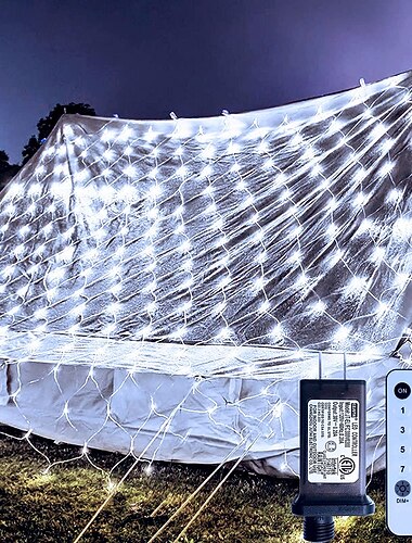 luci nette decorazioni natalizie per esterni 9 colori 8 modalità telecomando impermeabile collegabile 6 m x 4 m / 3 m x 2 m/ 1,5 m x 1,5 m per decorazioni per feste in giardino all'aperto (rosso